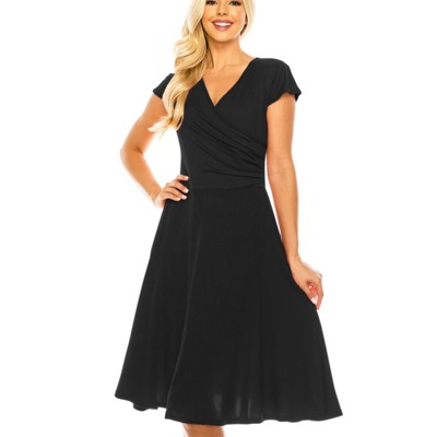 Women's Solid And Print V-neck Skater Dress