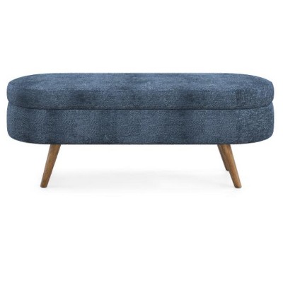 Vynxaria Oval Storage Ottoman Bench, Multi-Purpose Footstool Seat, Decorative Home Furniture with Storage Function