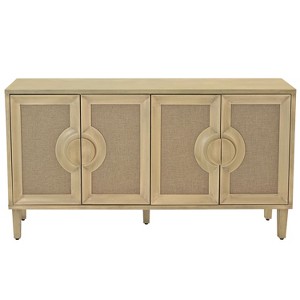 NicBex 59.84 Inch Modern 4-Doors Storage Cabinet with Rattan/Linen Decorative Doors for Living Room and Entryway - 1 of 4