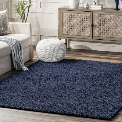Marleen Plush Solid Blue Shag Rug 2' x 3'