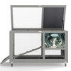 SEVOBAL Pet Crates and Houses 2 Tier Wooden Rabbit Hutch Wheels Locking Door Removable Tray for Outdoor Patio Garden Deck, Gray, 35.43"*19.7"*21.65" - 4 of 4