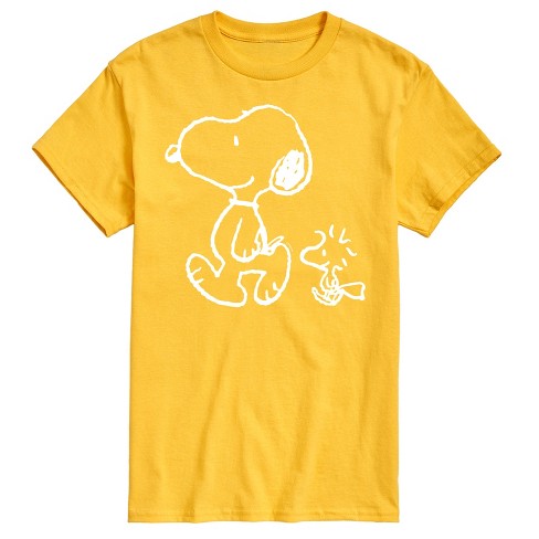 Men's - Peanuts - Snoopy And Woodstock Walking Short Sleeve Graphic T ...