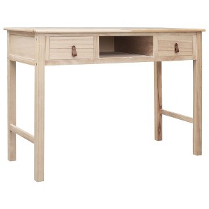 vidaXL Writing Desk Natural 43.3 in.x17.7 in.x29.9 in. Wood - 1 of 4