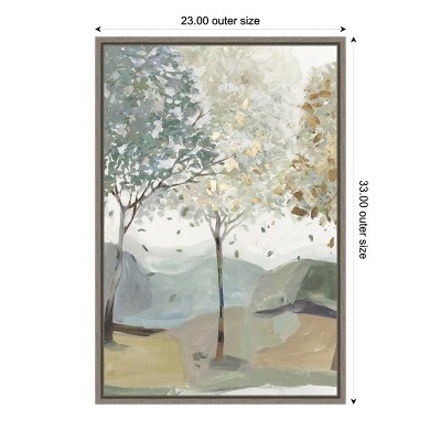 Breezy Landscape Trees III Canvas Print with Sylvie Greywash Frame