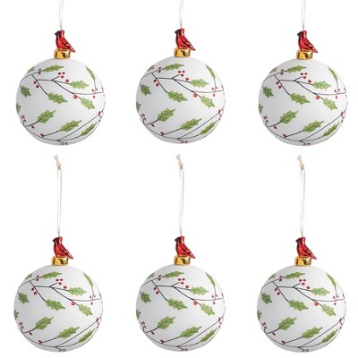 Sullivans Set of 6 Holly Ornament Kit 5.25"H Green and White