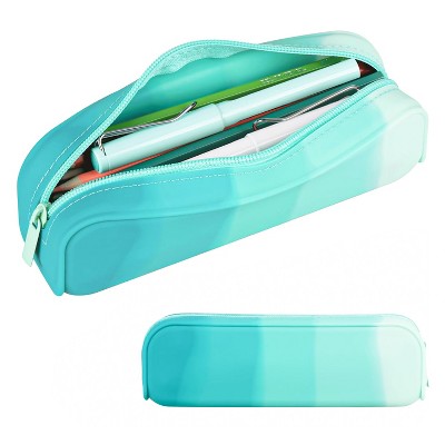 Boersma Green Pencil Case – Large Capacity Waterproof Silicone Pen Pouch, Aesthetic Stationery Organizer for School, Office, Teen Boys & Girls