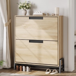 Shoe Storage Cabinet with Flip Drawers,Entryway Shoe Organizer with Drawer,Freestanding Hidden Narrow Shoe Rack Cabinet for Entryway,Hallway - 1 of 4