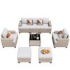 XIZZI All-Weather Rattan Furniture, Sectional Sets w/ Optional Solar Light-Up Coffee Table & Ottoman, Choose 6-9pc Configs in 8 Fade Resistant Colors - 2 of 4