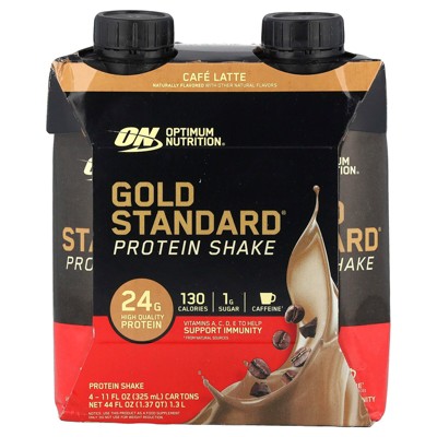 Optimum Nutrition Gold Standard® Protein Shake, Cafe Latte, 4 Cartons, 11 fl oz (325 ml) Each