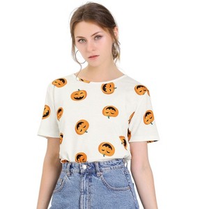 INSPIRE CHIC Women's Fruit Print Top Round Neck Short Sleeve Cute T-Shirt - 1 of 4