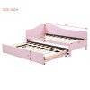 Twin Size Upholstered L-Shaped Daybed with Pop-Up Trundle, Beds Convertible to Larger Size, Wood Frame Space-Saving Style Bed-Baofuwish - 4 of 4