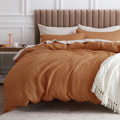 Bedsure | 2/3 Pcs 100% Cotton Waffle Weave Duvet Cover Set Bedding Set