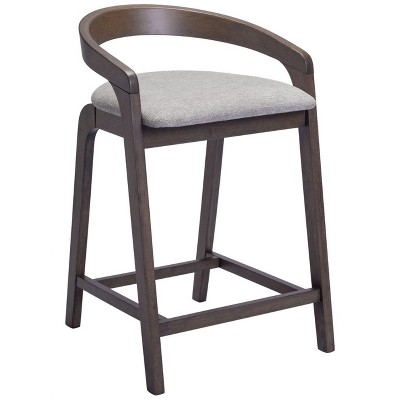 Counter Stool 31.1" H, Dove Gray Fabric Seat with Espresso Rubberwood Frame (Set of 2) By Zuo Modern