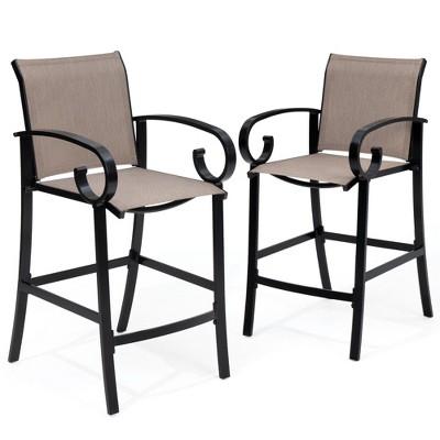 Pellebant 2pc Sunbrella Outdoor Bar Stool Aluminum Patio Counter Height Barstools