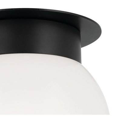 Black and Opal Glass Globe Flush Mount Light