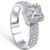 Pompeii3 1 5/8CT Princess Cut Halo Diamond Engagement Ring 14k White Gold Lab Created - 2 of 4