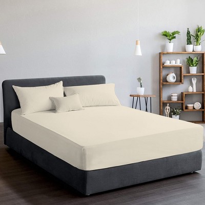 Ivory King Size Deep Pocket Cotton Percale Fitted Sheet Set