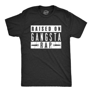 Mens Raised On Gangsta Rap T Shirt Funny Hip Hop Kid Music Novelty Tee - Crazy Dog Men's T Shirt - 1 of 4