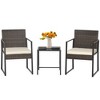 Costway 3pcs Patio Furniture Set Heavy Duty Cushioned Wicker Rattan Chairs Table - 2 of 4