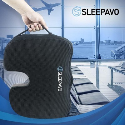 Black Memory Foam Gel Seat Cushion with Cooling Mesh Cover