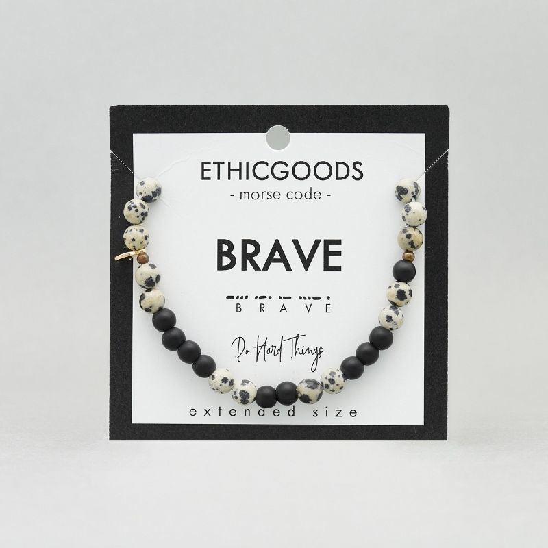 ETHIC GOODS Men's 6mm Morse Code Extended Bracelet [BRAVE], 3 of 10