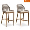 PURPLE LEAF Patio Sunbrella Bar Stools Set of 2 Handwoven Wicker Bar Height Stool Modern Aluminum Outdoor Wicker Barstools with Back and Cushion - 2 of 4