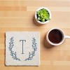 Personalization Mall Farmhouse Floral Personalized Letter Tumbled Stone Coaster Set - 4 of 4