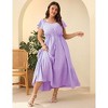 Whizmax Women Plus Size Boho Maxi Dress Short Sleeves High Waist Ruffle Casual Summer Dress with Pockets - 2 of 4