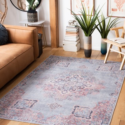 Ivory and Blue Hand-Knotted Rectangular Area Rug 4' x 6'