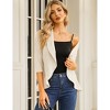 Women's 3/4 Sleeve Cropped Blazer Lightweight Open Front Cardigan Jacket for Business Causal - 4 of 4
