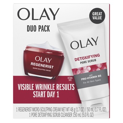 Photo 1 of ***(EXP: )NONREFUNDABLE*** Olay MSC Detoxifying Pore Wash  Regenerist Micro-Sculpting Cream Moisturizer - Duo Pack - 5.0 fl oz/1.7oz