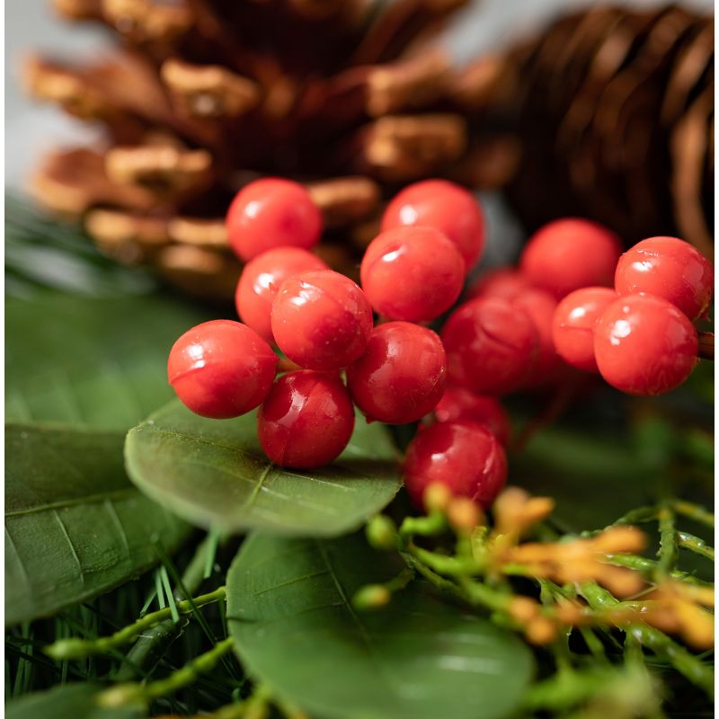 Artificial Rustic Pine & Berry Wreath Multicolor 24"H, 2 of 5