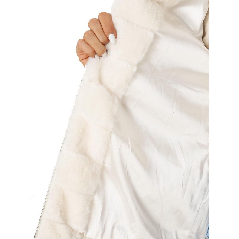 Allegra K Women's Stand Collar Fully Lined Sleeveless Faux Fur Fluffy Zip Vest, 5 of 6