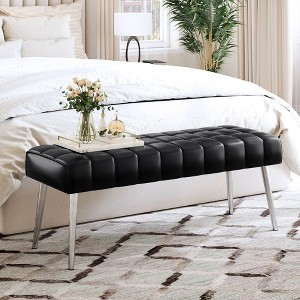 Arceso Entryway Bench, 44.5" Upholstered Bedroom Benches, End of Bed Bench with Metal Legs, for Decorative, Living Room, Dining Room - 1 of 4