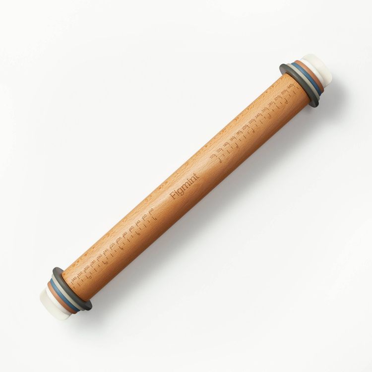 17.28" Adjustable Wood Rolling Pin Light Brown - Figmint™: Handled for Baking, Hand Wash, 1.16 lbs, 1 of 7