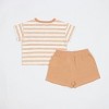 Baby Boys' Rust Striped Pocket T-Shirt & Shorts Set - Cloud Island™ Brown - 2 of 4
