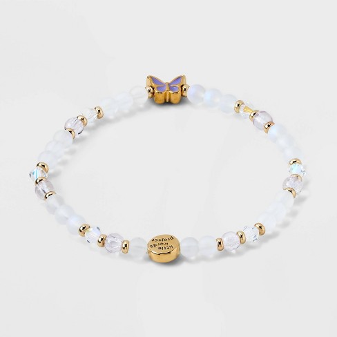 Triple Stack - ite Lavender And Gold Beaded Bracelets
