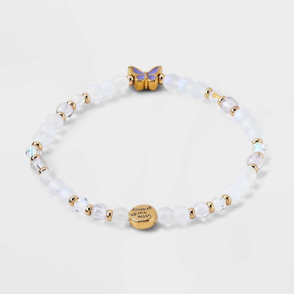 Little Words Project Stacker Butterfly Beaded Bracelet - Clear/Purple S/M