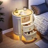 NicBex 15.74 Inch Nightstand with LED Light,Modern End Table with Glass Tabletop and Open Storage Shelf for Bedroom,Living Room,White - 2 of 4
