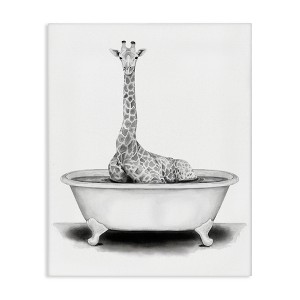 Stupell Industries Giraffe In Tub Funny Canvas Art, 30" x 40" - 1 of 4