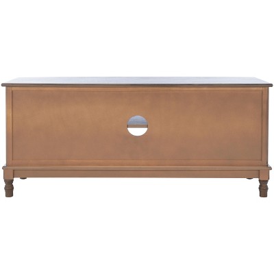 Magnolia Brown Wood Media Stand with Herringbone Doors