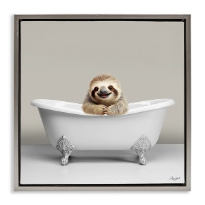 Stupell Industries Happy Sloth in Bathtub, 18" x 18" - 1 of 4