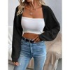 Coolmee Women's Cropped Cardigan Sweaters Long Sleeve Bolero Shrug Open Front Cardigans Black XXL - 2 of 4