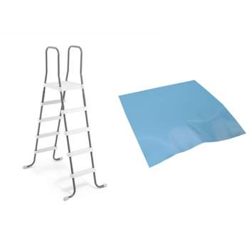 Intex Steel Frame Above Ground Swimming Pool Ladder + Pool Ladder Step Pad