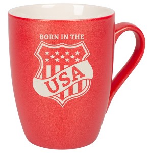 100 North United States of America 10 Ounce Crimson Red Metallic Finish, Comfortably Fits Your Hands, New Bone China Coffee Tea Cup Mug, Born In The - 1 of 1
