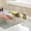 Cobbe Brushed Gold Single Handle 2-Hole Bathroom Sink Faucet with Wide Waterfall Spout and Wet Pipe - 4 of 4