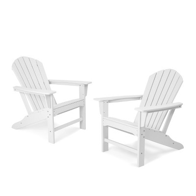 2pk Plastic Resin Adirondack Chairs - White - EDYO LIVING