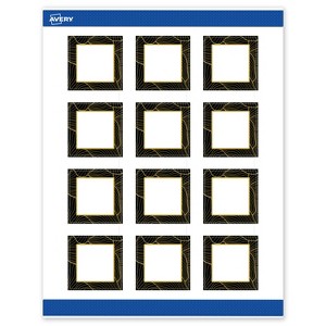 Avery Square Labels, Black with Gold Pattern, 2" x 2" - 1 of 4