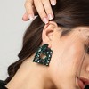 SOHI Women's Green  Embellished Geometric Drop Earrings - 3 of 3