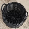 SEVOBAL Laundry Bags and Baskets Round Resin Woven Wicker Basket with Handles for Clothes Magazines Storage and Home Decoration, Black, 13"*13"*10.2" - 2 of 4